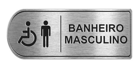 Placa Indicativa Banheiro Masculino Acess Vel A O Inox X