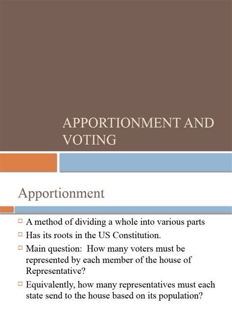 apportionment  voting   voting government
