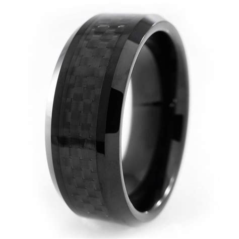 Black Carbon Fiber Inlay Tungsten Carbide Ring – Niv's Bling