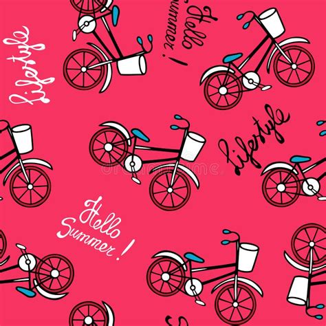 Pink Pattern Retro Bicycles Stock Illustrations 106 Pink Pattern