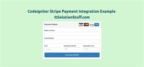 Stripe Payment Gateway Integration In Codeigniter Example