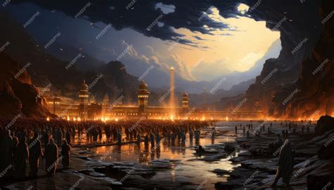 Premium AI Image | Landscape of Mecca at night painting generative AI