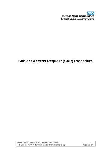 PDF Subject Access Request SAR Procedure Access Request SAR