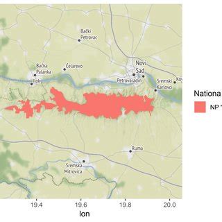 National Park "Fruška gora", "ggmap" package, terrain map | Download Scientific Diagram