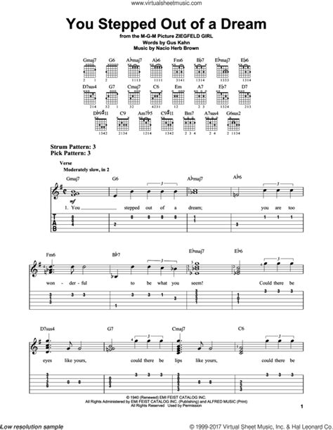 You Stepped Out Of A Dream Sheet Music For Guitar Solo Easy Tablature