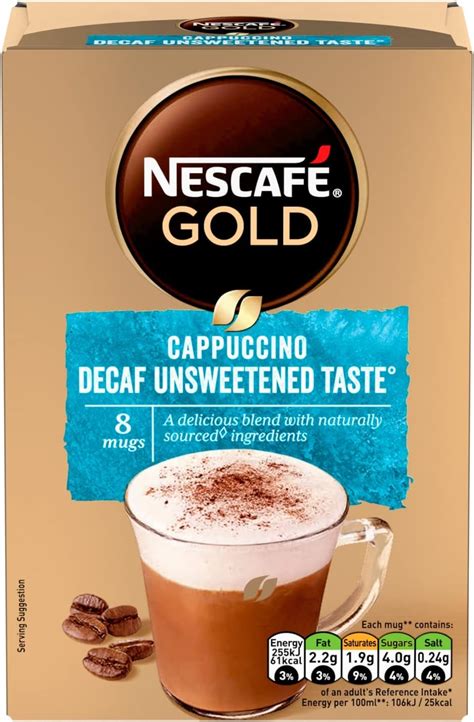 Nescafe Gold Cappuccino Decaf Unsweetened Taste 8 Mugs 120g Amazon Co