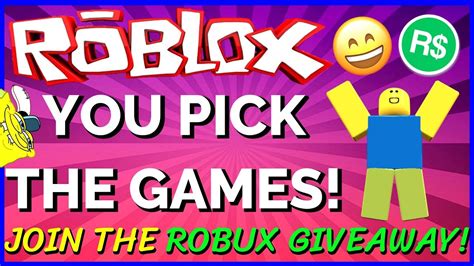 🔴 Live 🔴 Join The Robux Giveaway You Pick The Games Roblox Stream Youtube