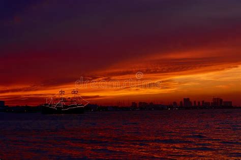 Sunset On The Caribbean Sea Stock Photo Image Of Outside Horizon