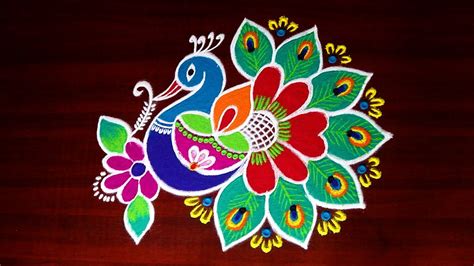 2024 New Year Special Rangoli Design 5×3 Dots 2024 🦚peacock Rangoli Design New Year Youtube