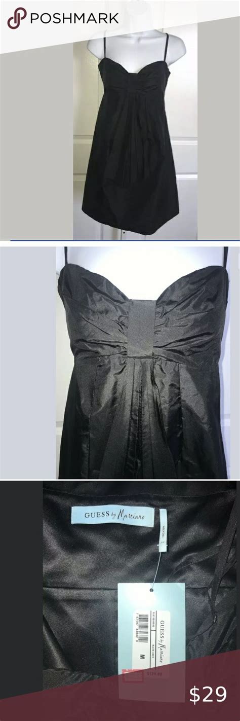 GUESS Black Silk Slip Dress Size Medium With Pockets