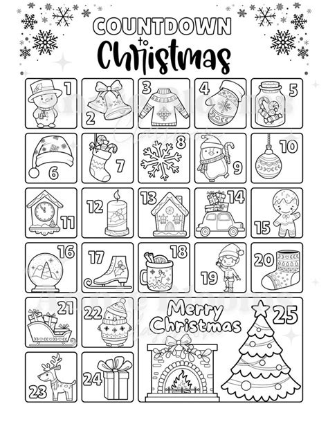 Advent Calendar Coloring Page Printable Countdown To Christmas