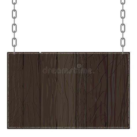 Signboard Hanging On Metal Chains Wooden Frame Sign Vector Stock