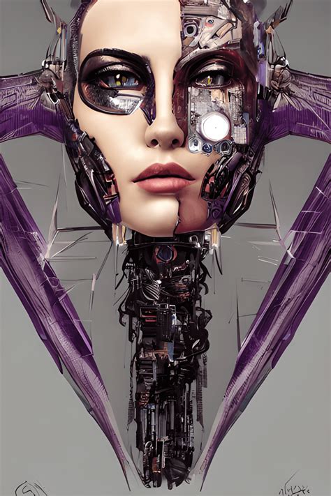 Cyberpunk Woman Robot Portrait · Creative Fabrica