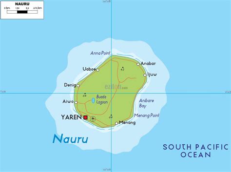 Large Elevation Map Of Nauru With Roads Localities And Airport Nauru