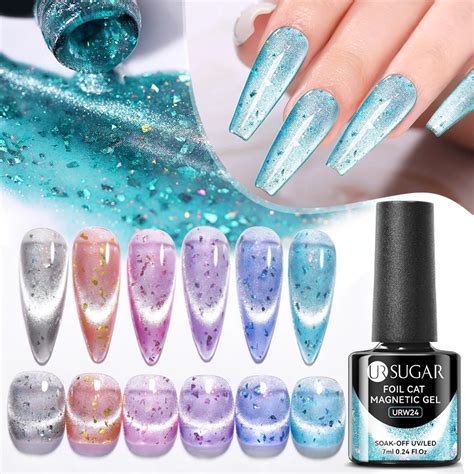 Ur Sugar Ml Gold Glitter Cat Magnetic Gel Nail Polish Blue Crystal