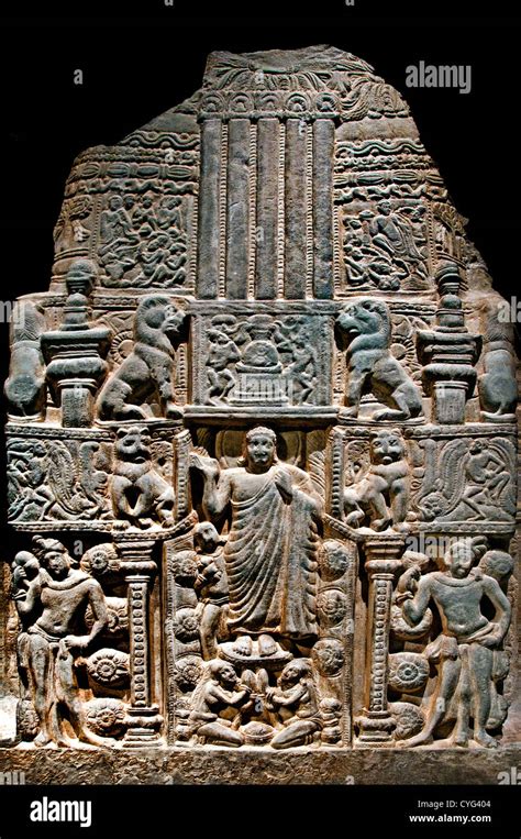 Drum Slab Buddha Standing in the Gateway of a Stupa Ikshvaku 3rd ...