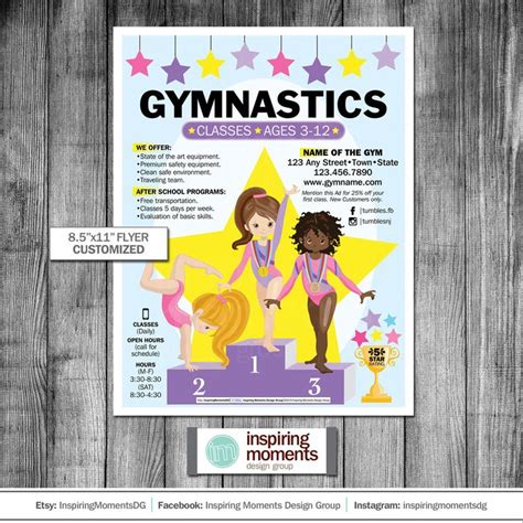 Gymnastics Event Flyer Printable Tumbling Continuing Etsy After