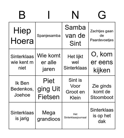 Sinterklaas Bingo Card