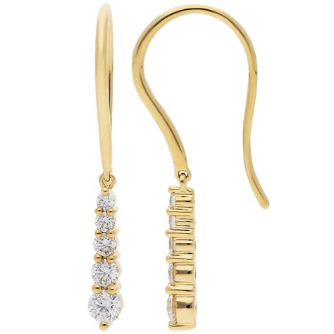 18ct Yellow Gold Diamond Drop Earrings Buy Online Free Insured Uk