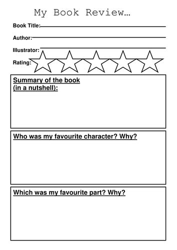 Book Review Template Ks3