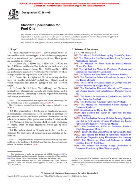 Astm D396 09 Standard Specification For Fuel Oils