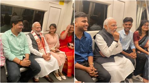 Pm Modi Takes Metro Ride To Delhi University Interacts With Commuters India Today