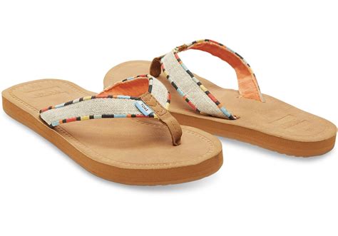 Toms Rubber Natural Burlap Womens Solana Flip Flops Lyst