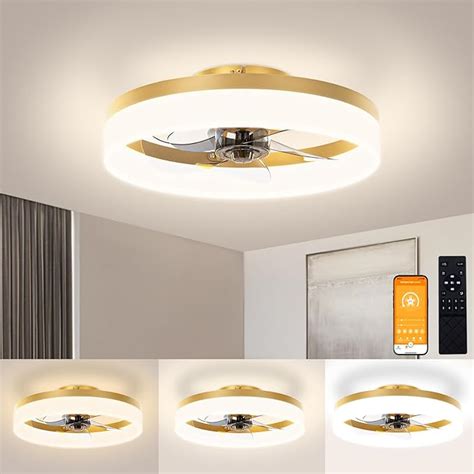 Volisun Low Profile Ceiling Fans With Lights And Remote 15 7in Modern