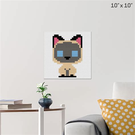 Siamese Cat Pixel Art Wall Poster Build Your Own With Bricks Brik