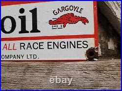 Vintage Mobil Porcelain Sign Race Engine Gas Oil Socony Vaccuum