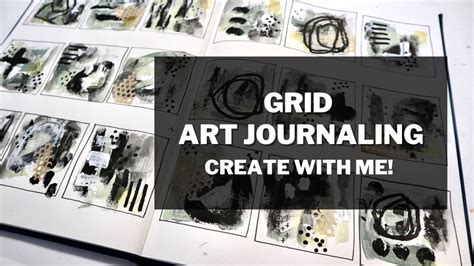 Create With Me Mixed Media Art Green Gray Grid Journal Spread Youtube