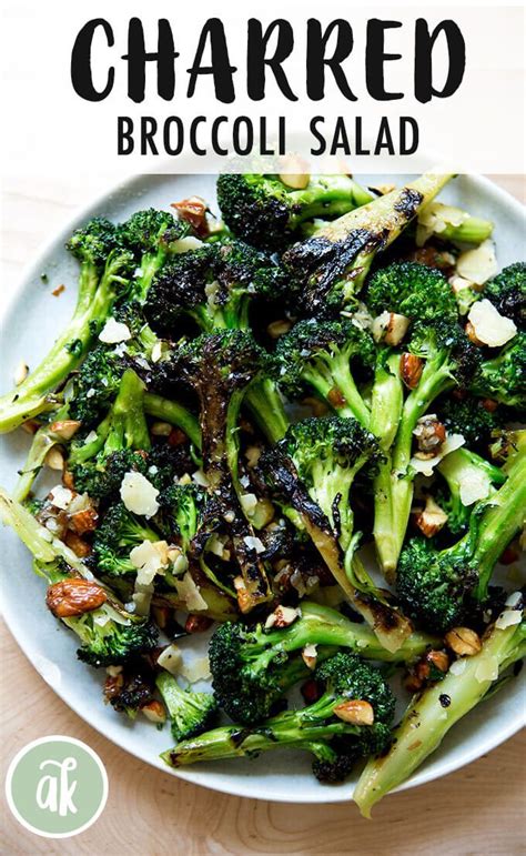 Charred Broccoli Salad With Dates Almond Cheddar Alexandras