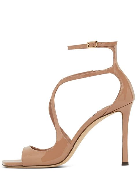 Jimmy Choo 95mm Azia Patent Leather Sandals In Natural Lyst UK