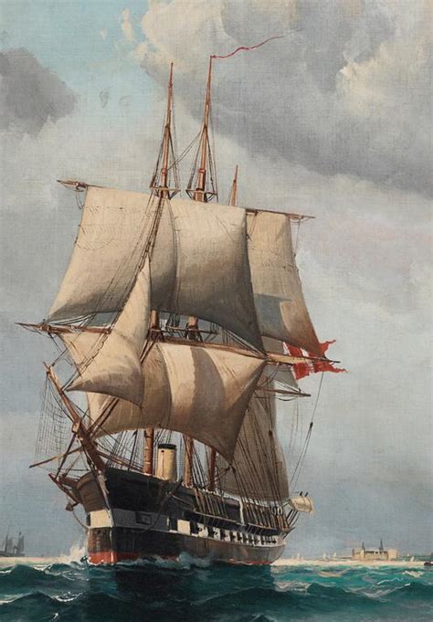 Vilhelm Victor Bille Skepp på redden vid Kronborg Ships near