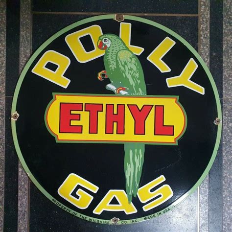 POLLY GAS ETHYL VINTAGE PORCELAIN SIGN 24 INCHES ROUND Antique Price