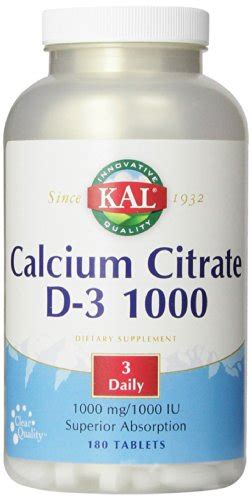 Buy Kal Calcium Citrate With D 1000 Iu Tablets 1000 Mg 180 Count On