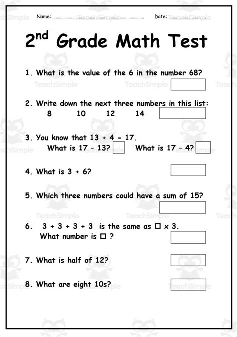 Math Test Grade 2 Worksheets Library