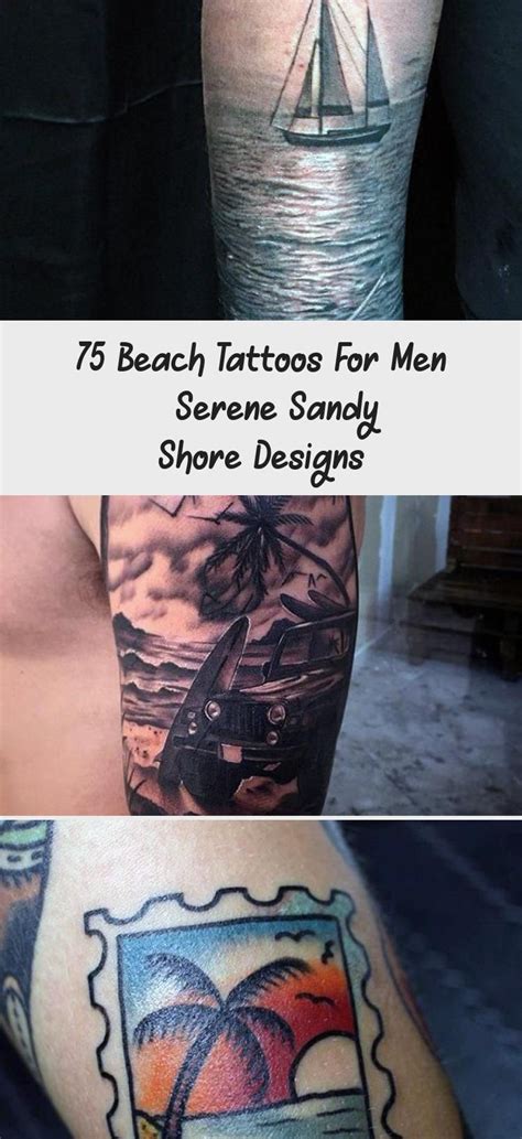 75 Beach Tattoos For Men Serene Sandy Shore Designs