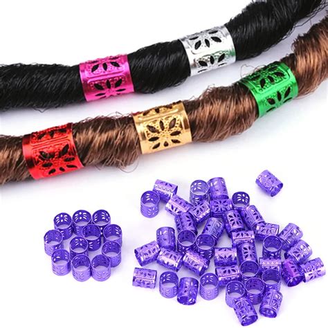 50PCS Women Adjustable Dreadlock Beads Hair Braids Cuff Clip Micro Ring Beads 1x1cm 6 Colors-in ...