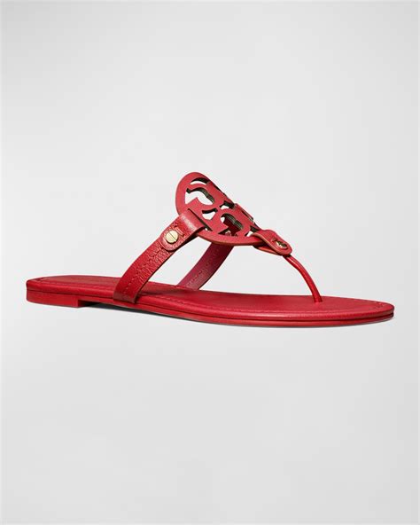 Tory Burch Miller Leather Logo Thong Sandals Neiman Marcus