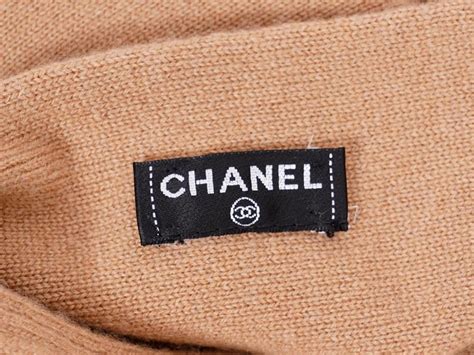 Lot Chanel Camel Cashmere Scarf Black Fringe