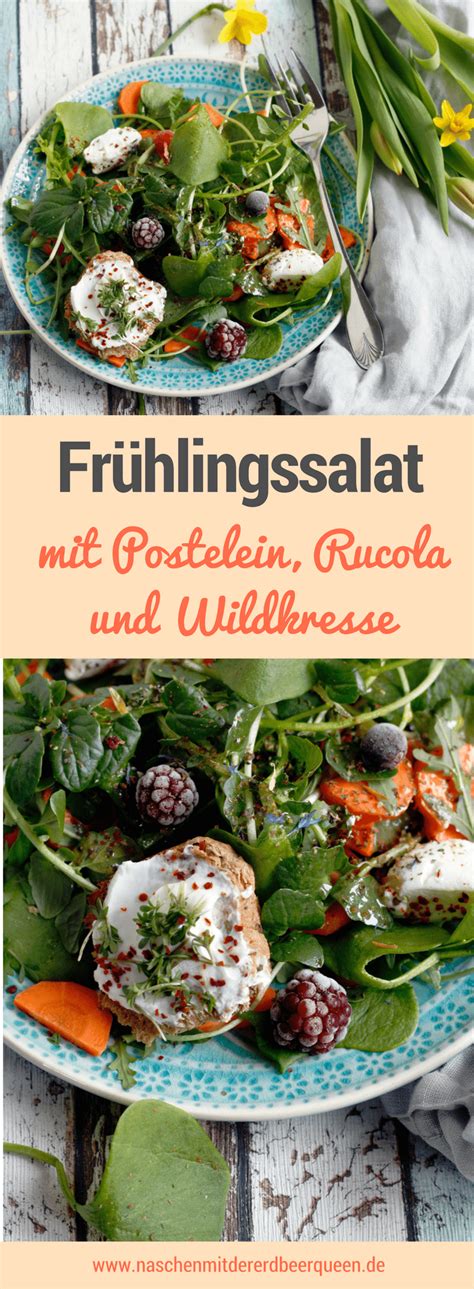 Rezept fuer einen Frühlingssalat mit Ziegenkäse Postelein bzw