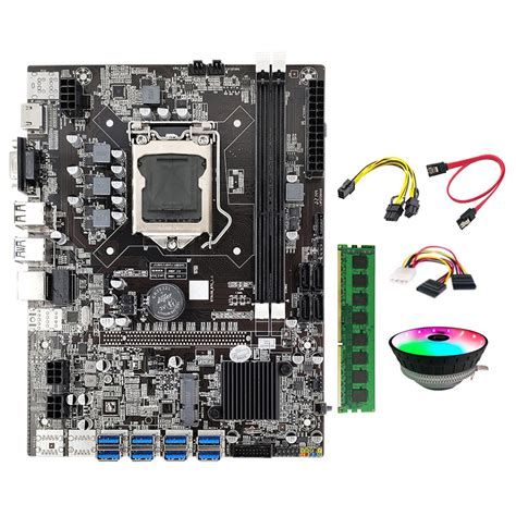 B75 BTC Mining Motherboard LGA1155 8 GPU USB3 0 To PCIE Cooling Fan