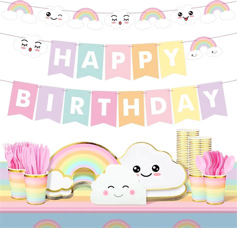 Amazon Dandat Pcs Rainbow Birthday Party Decorations Pastel