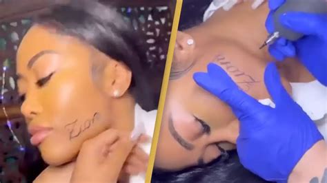 Moriah Mills Gets Zion Williamsons Name Tattooed Onto Her Face After Threatening To Leak Sex