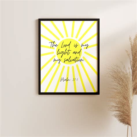 Psalm 27 1 Printable Wall Art Sunshine Bible Verse Psalm Etsy Canada