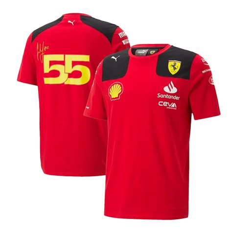 Camiseta De Scuderia Ferrari F1 Racing Team Carlos Sainz 55 T Shirt