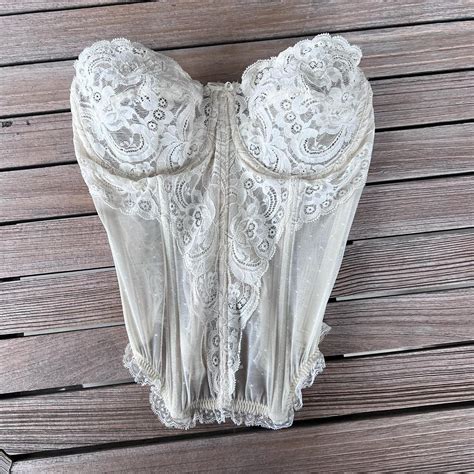 Vintage 80’s Victoria’s Secret Sheer Lace Bustier Depop