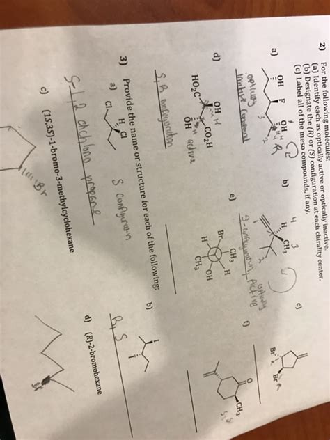 Solved Identify each as optically active or optically | Chegg.com