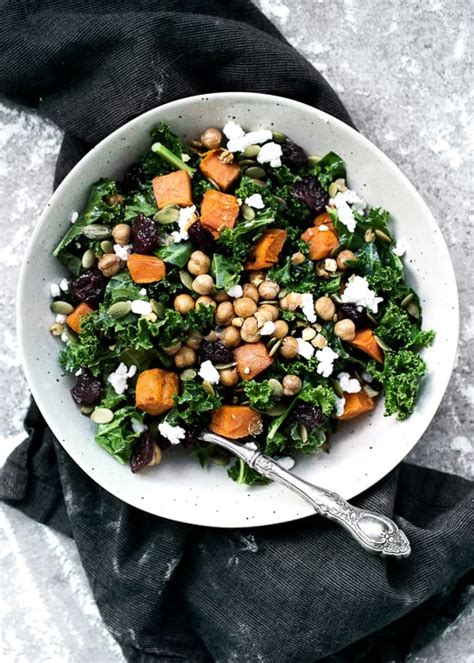 Kale Salad With Roasted Sweet Potatoes Dried Cherries